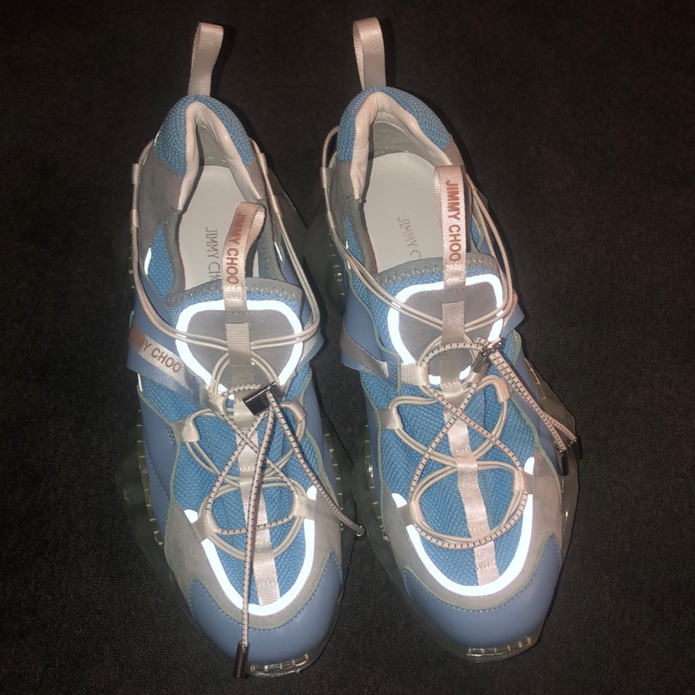 Jimmy choo blue sky diamond trail sneakers.